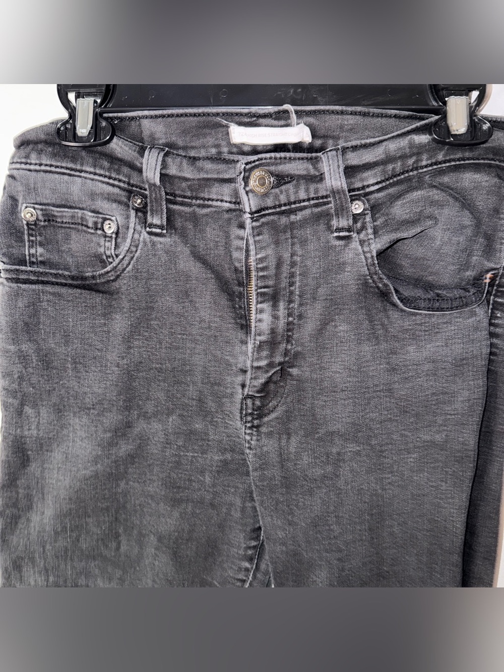 Levi Strauss & Co Women's Gray Washed Stretch Cropped Jeans